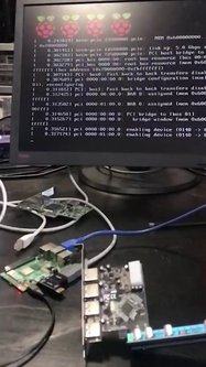 Frame from a boot slow-mo showing hardware enumeration.